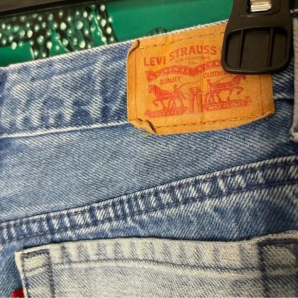 Levi 94’ Baggy Wide Leg Color Block 2 Tone Cotton Denim Jeans Size 14 Teen - Picture 6 of 10